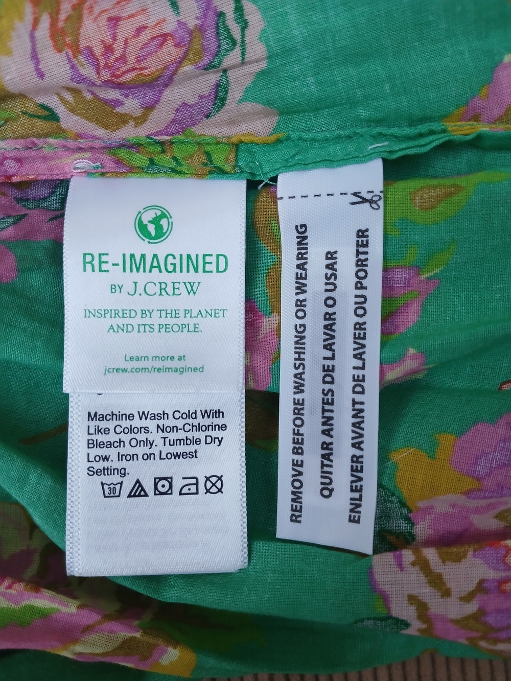 J. Crew Green Floral Maxi Skirt with Pink Rose Pattern - Picture 11 of 13